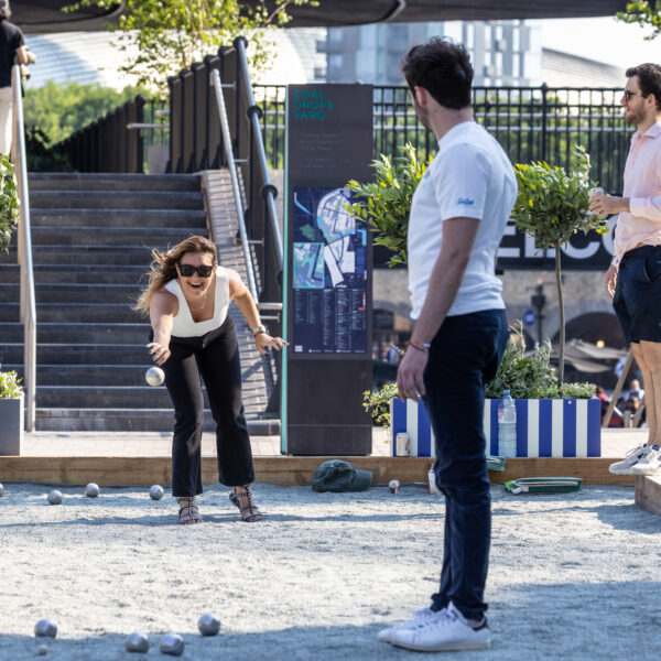 People playing Petanque at King's Cross