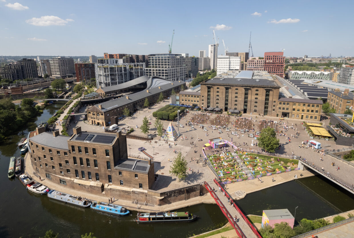 Granary Square, Coal Drops Yard, The Coal Office, and the Regents canal at King's Cross