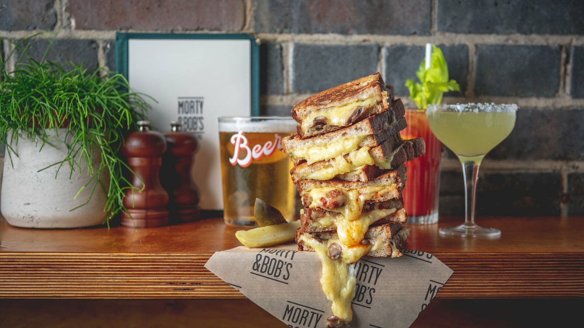Overloaded cheese toastie at Morty and Bob's King's Cross