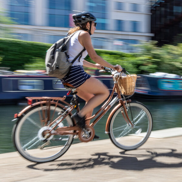 Cycling beside Regent's Canal at King's Cross