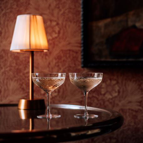 Champagne in coupes at RAILS restaurant & Little Bar, King's Cross